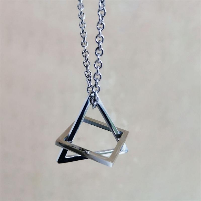 Геометрическая форма Треугольный кулон Ожерелье Хип-хоп Стиль Серебряный Цвет Ключица Цепь Для Мужчин Женщин Ювелирные Изделия Подарок На Вечеринку
