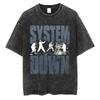 Washed Vintage System of A Down Tshirt Men Women Cotton Quality Short Sleeve Tees Male Rock Music Band Cartoon Graphic T Shirts