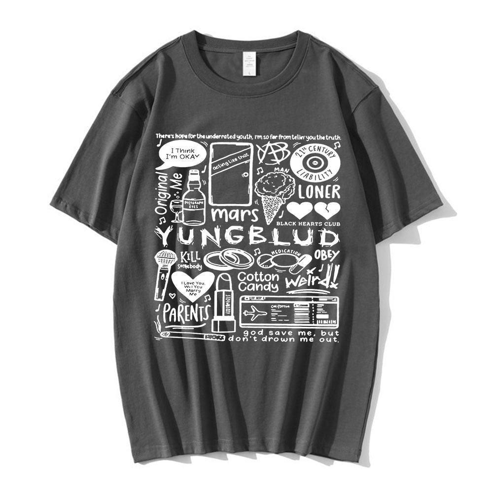 Футболка с принтом Yungblud, унисекс WoUnisex, футболка большого размера с круглым вырезом и короткими рукавами, футболка в стиле хип-хоп, футболки унисекс с графикой, уличная одежда