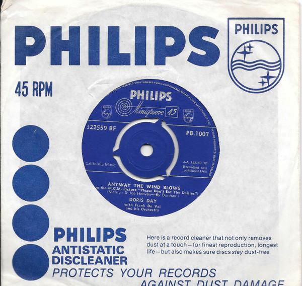 7-дюймовая пластинка ДОРИС ДЕЙ - Как бы ни дул ветер PB1007 Philips 1960 Великобритания Поп Б/У
