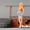 1/64 Miniature Figure Mini People Figurine Standing Blonde Beauty Painted for Photography Diorama