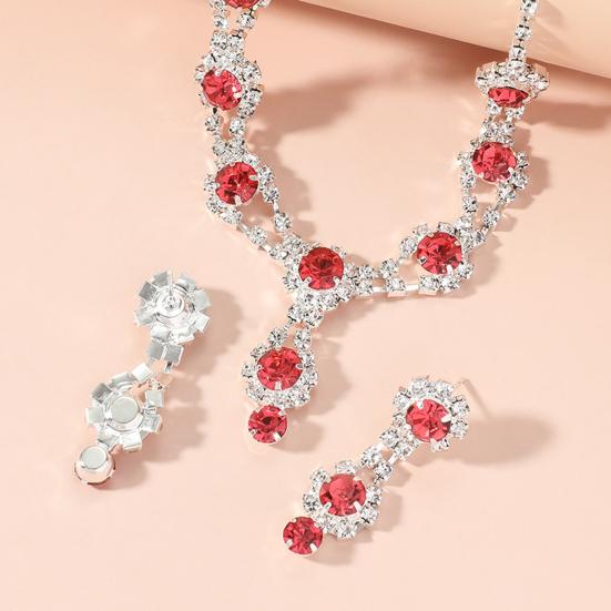 1 Set Ladies Jewelry Set Sparkling Decorative Female Stylish Rhinestone Pendant Necklace Earring Set Trend Jewelry Popular Accessories