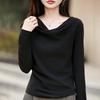 2025 Women's Double-Sided Swing Collar Knit Top, Fashionable Casual Waist-Cinched Slimming Design