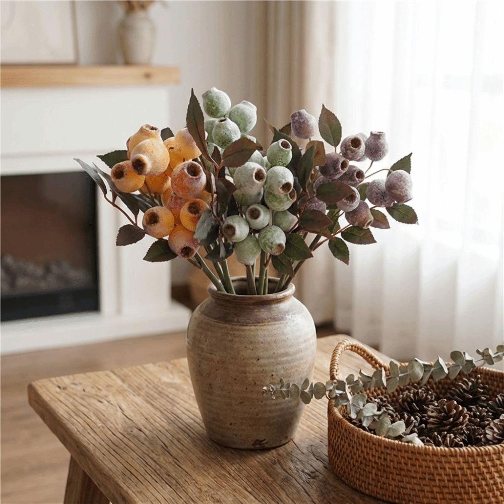 Handmade Artificial Eucalyptus Berries Green Plants Red-flowering Gum Branch Christmas Decor