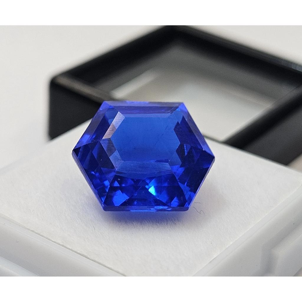 12 Ct Blue Sapphire Hexagon Cut Fabulous Certified Loose Gemstone