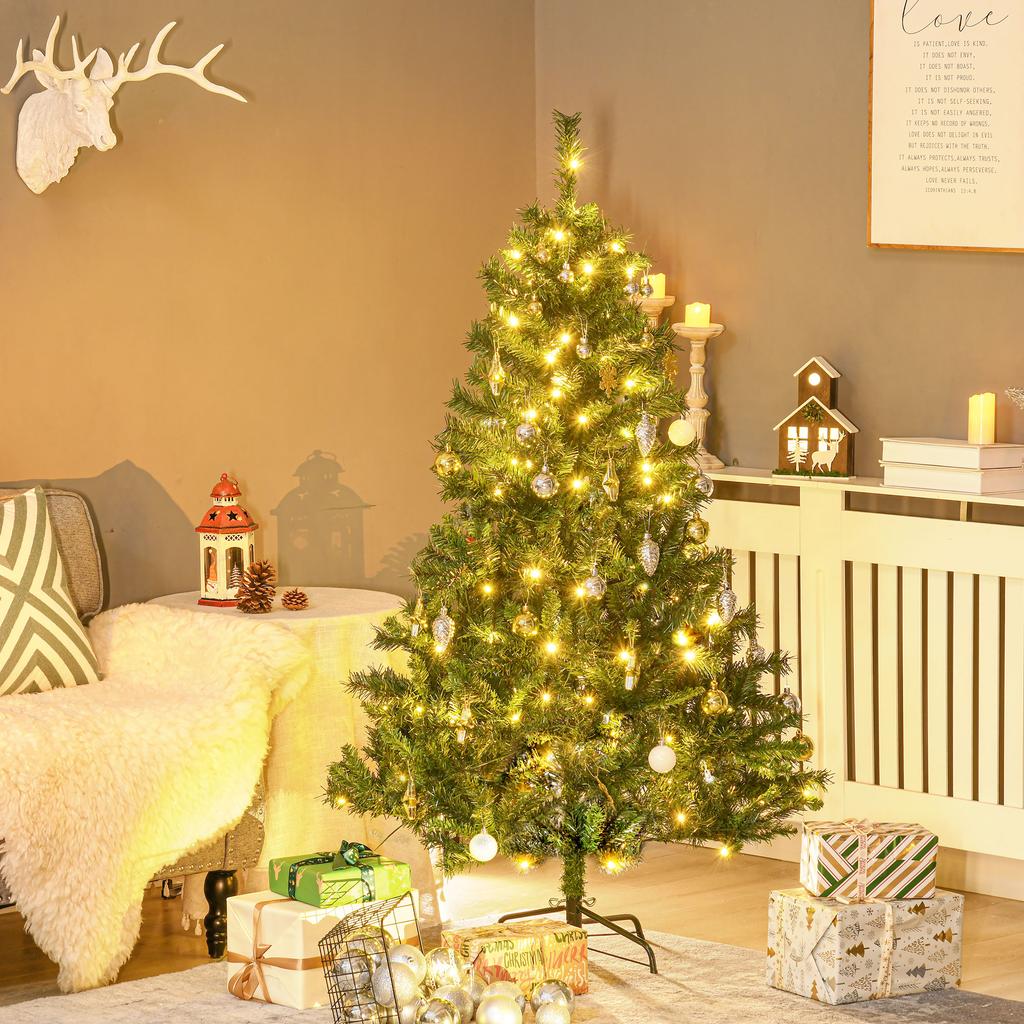 Artificial Christmas tree, including decorations, 95 cm x 95 cm x 150 cm, green
