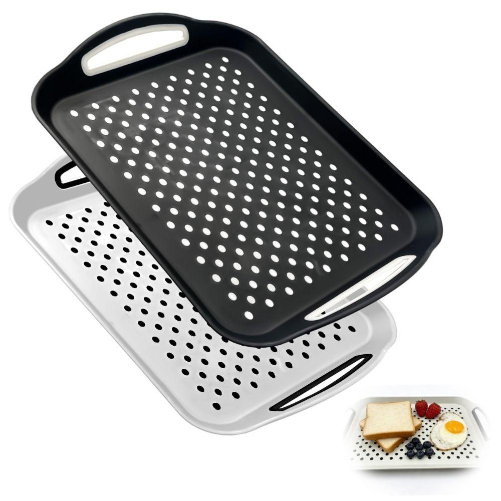 Plastic Serving Tray Rectangular Raised Rim Handles Non Slip Plastic Double Handles Non Slip Food Tray Restaurant Use