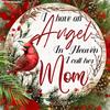 Classic Cardinal Wooden Christmas Sign, Remembering MOM Round Sign for Wall Hanging Decor, Ideal Christmas Decoration