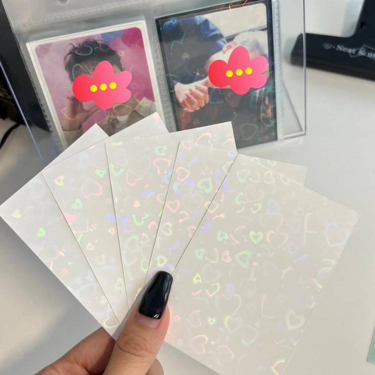 50pcs Simplicity Shiny Kpop Idol Photocard Holder Chic Ins Korean Glitter Heart Style Photocard Cover Case ID Student Card Film