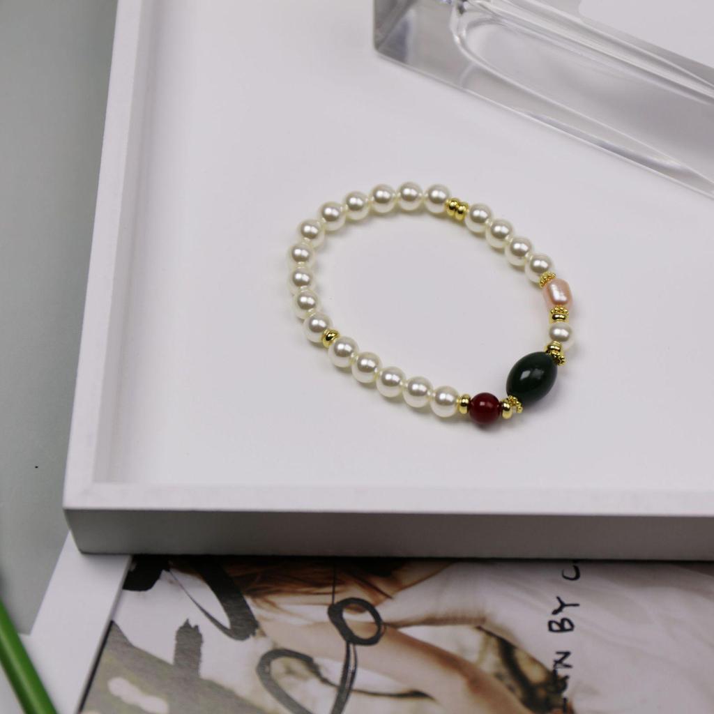 Браслет из натурального жемчуга нежно-розового цвета Shijia - Стиль национальной волны, легкая роскошь