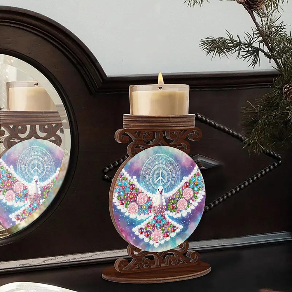 Wooden Desktop 5D DIY Diamond Painting Art Candle Holder Diamond Painting Desktop Tea Light Candle Holder Unique Artistic Gift