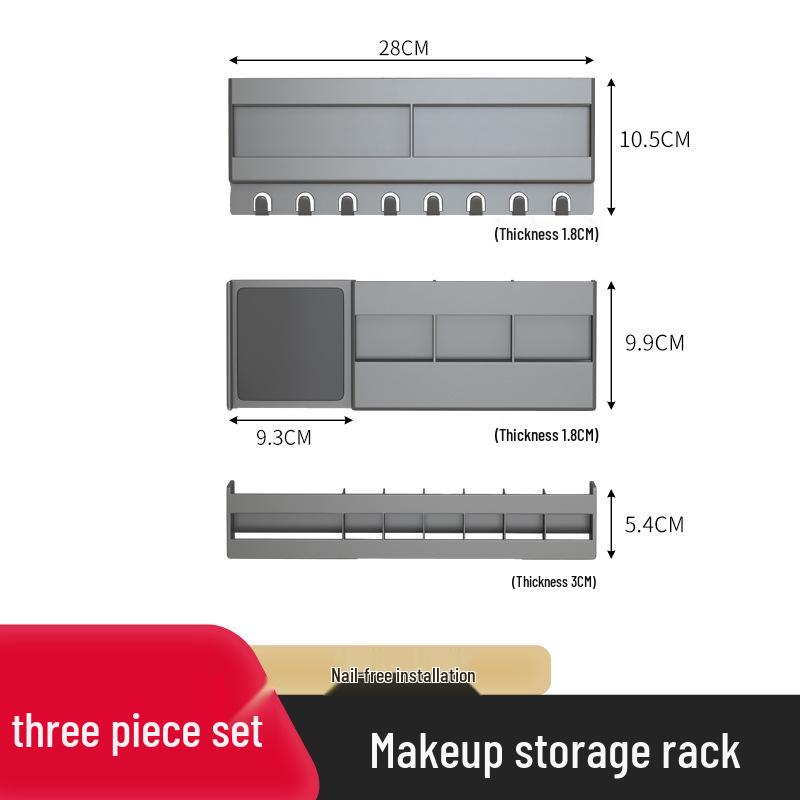 Настенный зеркальный шкафчик для ванной комнаты с хранением без сверления для косметики и туалетных принадлежностей