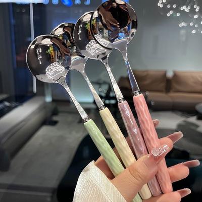 Кофейная ложка из нержавеющей стали, чайная ложка, длинная ручка, десертная ложка для мороженого, ложка для торта, столовые приборы, кухонные гаджеты