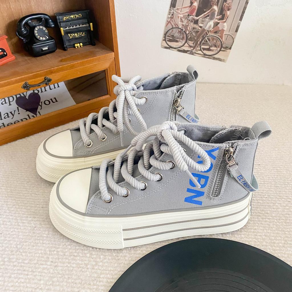 H1359 Гонконгский стиль, нишевая взрывная обувь с высоким берцем, женская обувь 2024 года, новая универсальная дизайнерская доска ulzzang