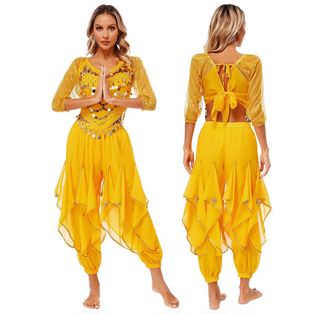 Женский комплект для танца живота, индийский Болливуд, арабская принцесса, танцевальная одежда, наряды для фестиваля, косплей, маскарад, вечерние, сценическое выступление