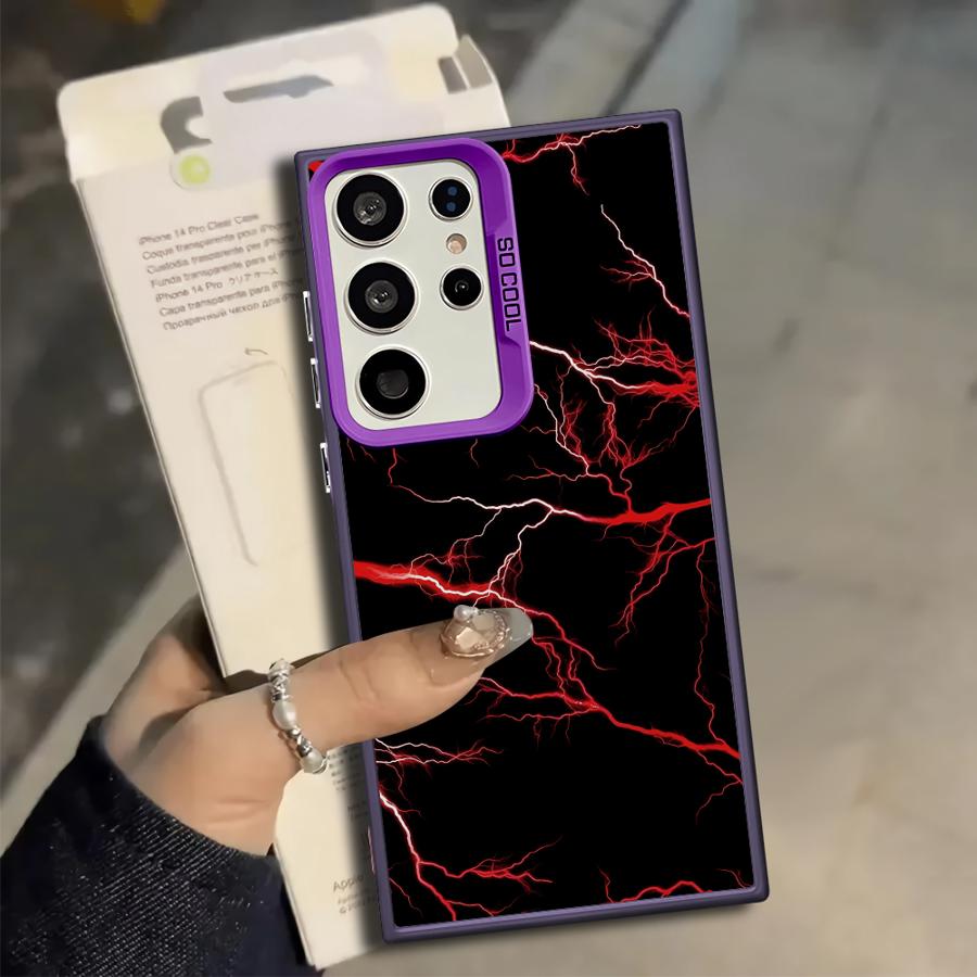 Красный чехол-бампер 'Red Lightning' для Samsung Galaxy S25 S23 Ultra Note 20 Ultra S21 S25Edge S23 S20 Plus S22 S24 FE
