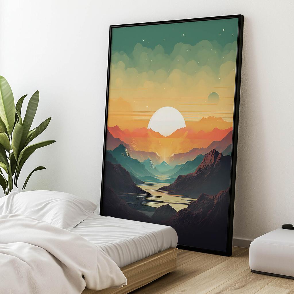 Spokój Górskich Pasteli Spokój Górskich Pasteli, 50X70 Cm, Rama Aluminiowa Czarna, Papier Matowy 230 Gsm