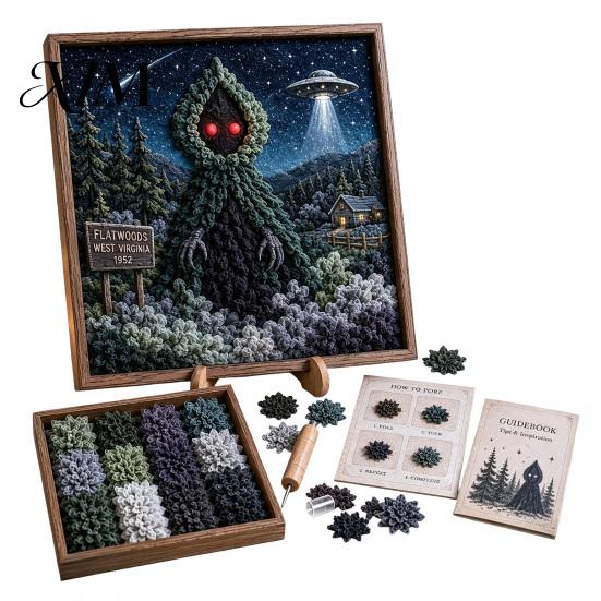 Stress Relief Handmade Hobbies 3D DIY Fabric Poke Art Kit, Creative Craft Set, Fantasy Forest Projects Animals Pressing Kit for Adults Beginners,