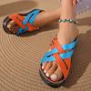 Женские сандалии лоскутной расцветки на толстой подошве, шлепанцы на танкетке с вырезами, повседневные пляжные сандалии, лето 2025, Sandalias Mujer