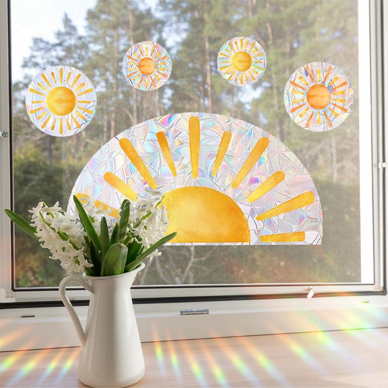 Радужный Ловец Солнца Наклейки на Стекло Окна Электростатические Облако Настенные Призмы Наклейки для Дома Детской Спальни Декорация ПВХ Наклейка
