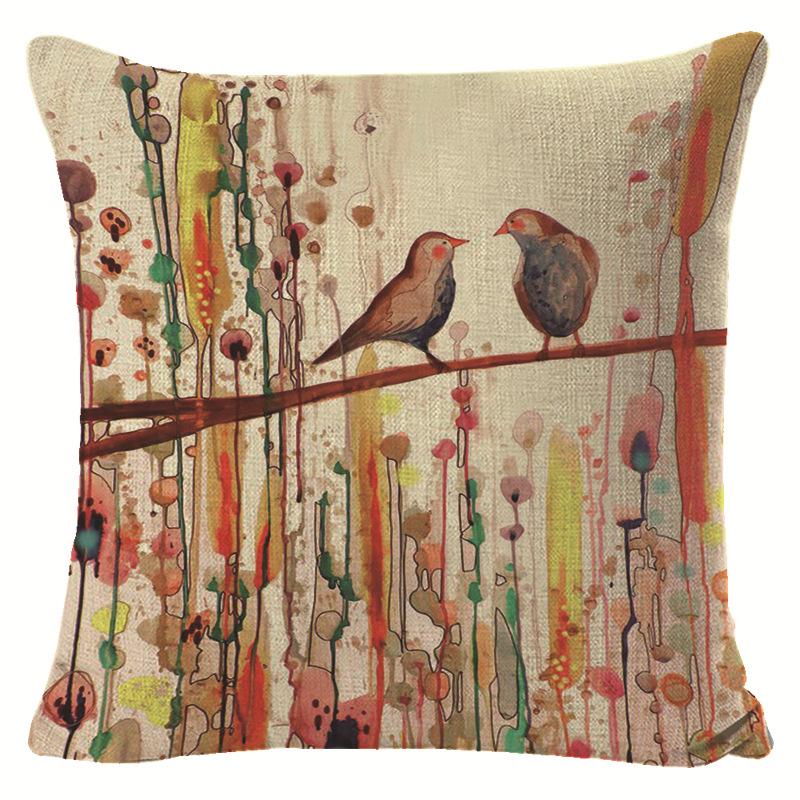 Деревенский стиль, сельский цветок и птица, чехол для дивана, наволочка, льняной весенний чехол для подушки, чехол для автомобильной талии, спинки