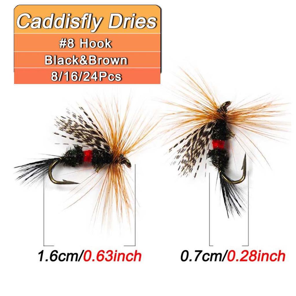8/16/24Pcs Insects Flies Fly Fishing Lures Dragonfly Topwater Bait Dry Flies Trout Artificial Crank Hook Insects Lure