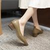 Осенняя мода женская обувь туфли-лодочки женские туфли на высоком каблуке с квадратным каблуком женские однотонные повседневные туфли на высоком каблуке