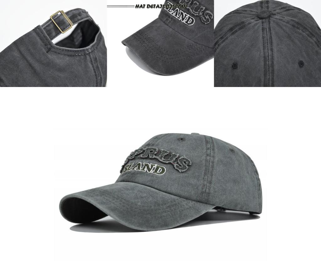 Retro Faded Baseball Cap Cyprus Letter Embroidery Washed Canvas Duckbill Hat Sun Protection Men Women Cap