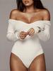 Sexy Off Shoulder Tight Long Sleeve Bodysuit Women's Fashion Slim Fit Top Women's Bodysuit