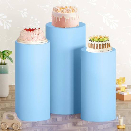 3 шт./компл. чехол для подставки под цилиндр из полиэстера, чехол для подставки под цилиндр, однотонный тканевый чехол для праздничного постамента, подставки под пьедестал, декора на день рождения и свадьбу