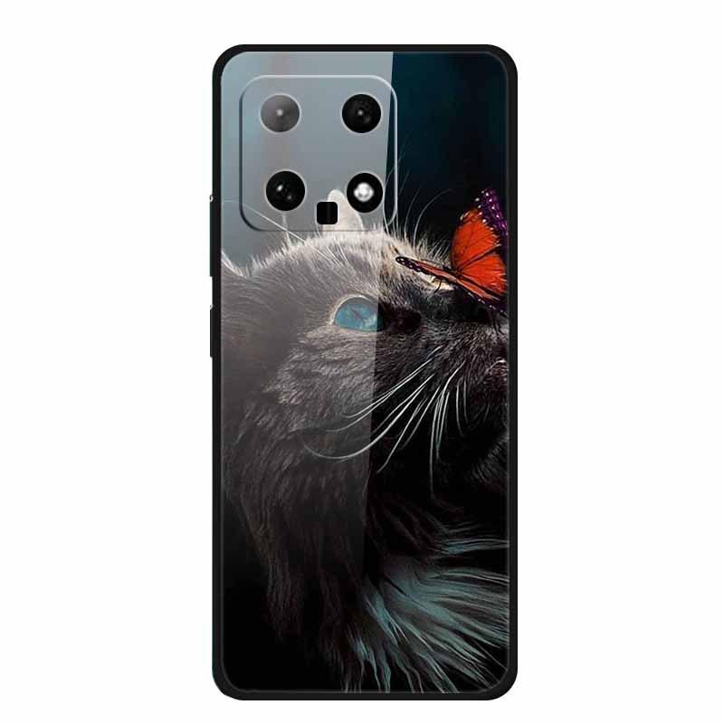 Чехол для телефона Xiaomi 14: Дизайн с разноцветными бабочками, Закаленное стекло, Креативный стиль, Хит продаж