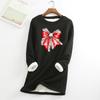 Women's Round Neck Print Thickened Plush Cashmere Warm Long Top