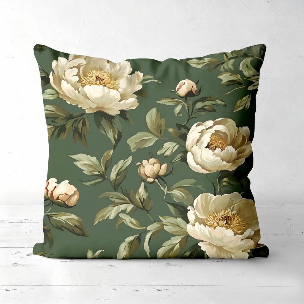 Floral Printed Cushion Covers Green Gray Decorative Polyester pillowcase, sofa decorative cushion cov Headboard Pillow