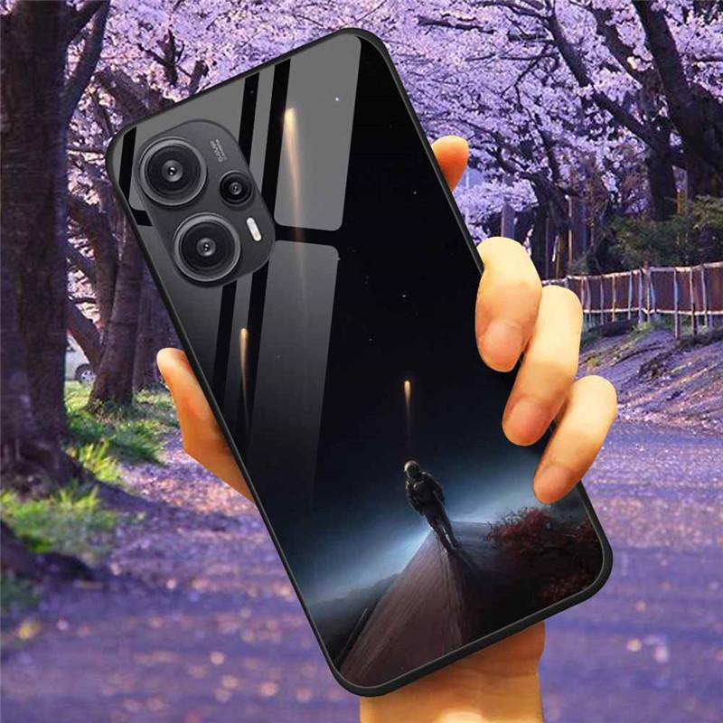 Для Xiaomi Poco F5 5G / F5Pro Чехол Закаленное Стекло Озеро Луна Жесткая Защитная Крышка для POCO F5 Pro Capas Funda на PocoF5 Роскошный Coque