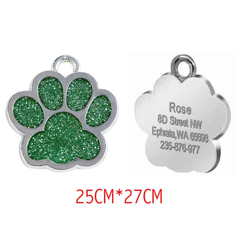 Personalized Customized Dog ID Tag Engraving Metal Pet Cat Name Tags Collar Accessories Pendant Nameplate Glitter Keyring