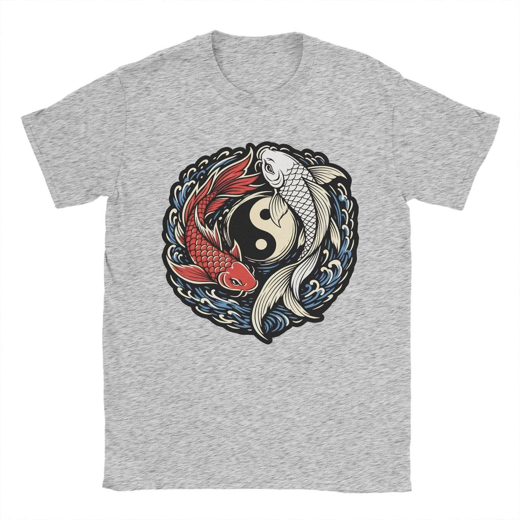Oversized Tshirt Yin Yang Koi Fish Japanese Tattoo Cotton Tshirts Fashion Tshirt For Unisex Summer Y2k Short Sleeve Clothes