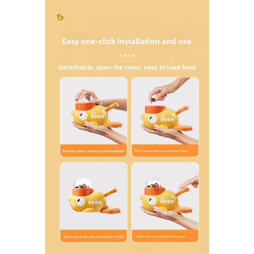 Интерактивная игрушка-дозатор лакомств для собак и кошек, тип с нажатием, кормушка-пазл для медленного поедания, в форме утки, способствует здоровому питанию и интеллектуальному развитию