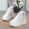 Fashion 8CM High Quality Microfiber Leather White Platform Sneakers for Women Wedge Heel Sneakers Shoes Comfy Casual Shoes Female