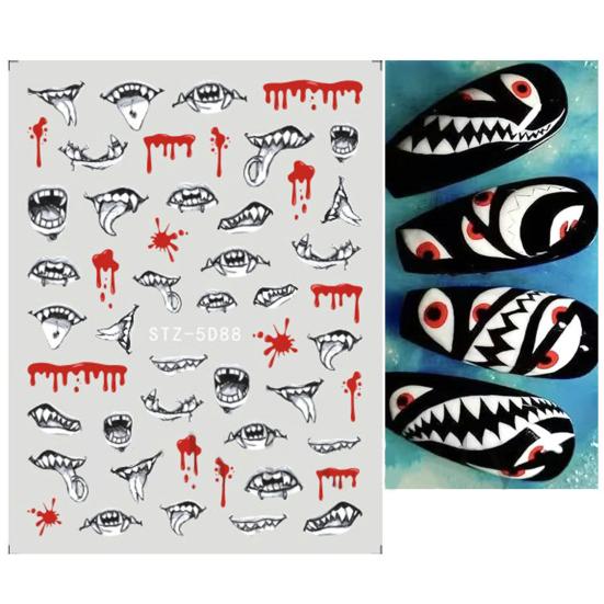 1 Sheet Nail Wing 5D Eye Halloween Dark Devil's Stickers Sky Safe Stunning Nail