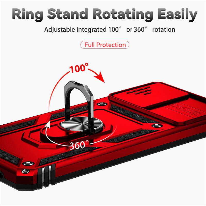 Для Motorola Moto G22 чехол Slide Window Lens Protect Armor противоударный чехол для телефона Moto G22 G 22 Motog22 4G Ring Stand Cover