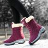 Women's Snow Boots Cotton Shoes Winter Outdoor Warm High Thick Sole Lace Up Comfort Plush Waterproof Anti Slip Casual Snow Boots