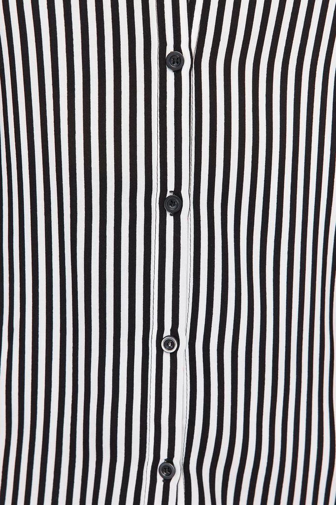 Women's Style Plus Size Black-White Striped Shirt