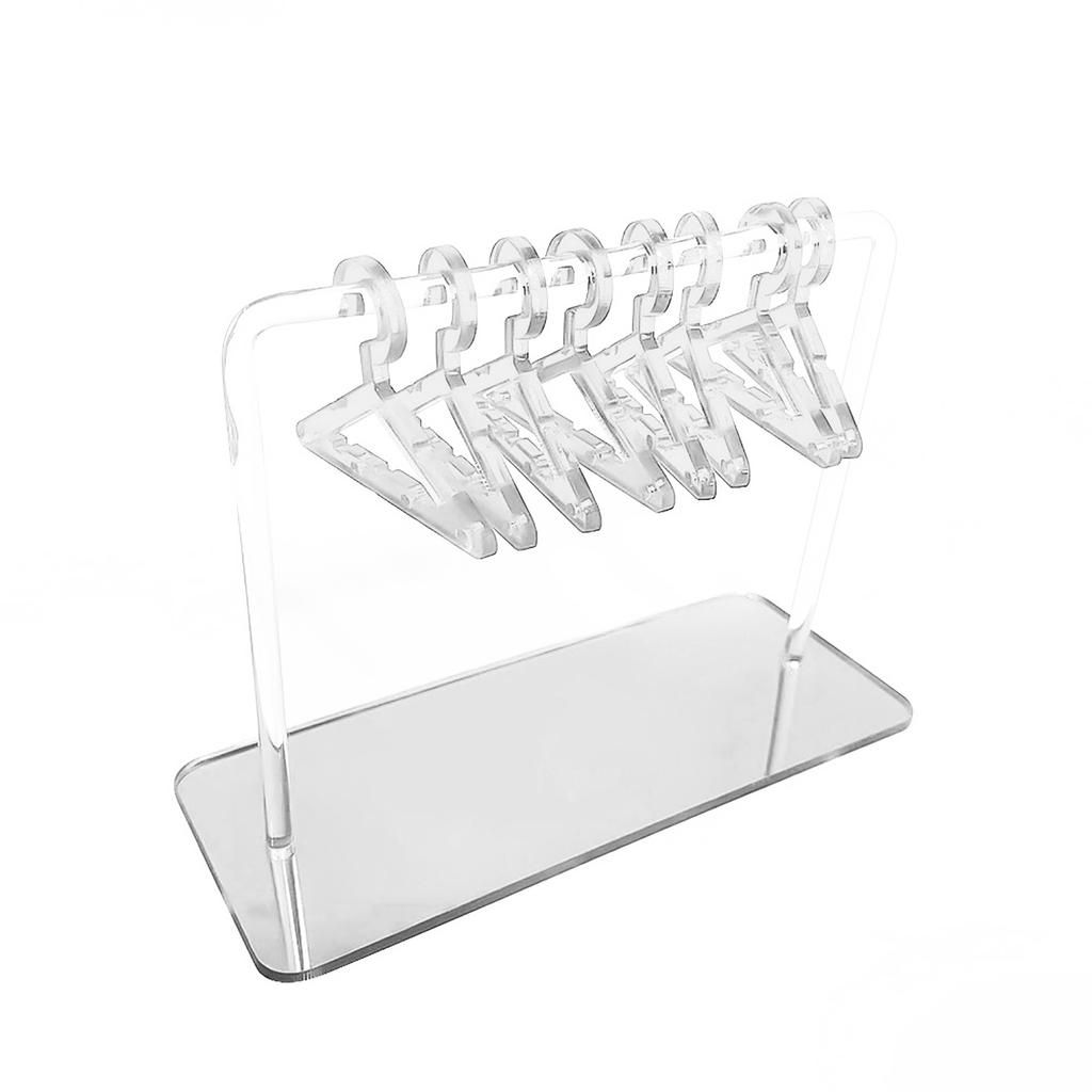 1 Set Acrylic Earring Holder with Mini Hangers Colorful Coat Hanger Shape Earring Display Stand with Mirrored Base