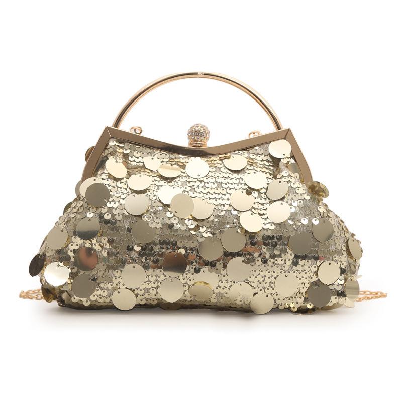 Модная сумка для ужина с пайетками и зажимом 2024 года, новая сумка через плечо, модная высококачественная универсальная сумка