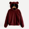 Women's Cute Bear Ears Plush Long Sleeve Hooded Sweatshirt Pullover Hoodies