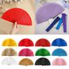 Elegant Fan Fashionable Classical Vintage Wooden Hand Fan Spanish Solid Color Folding Fan for Weddings and Dance Parties