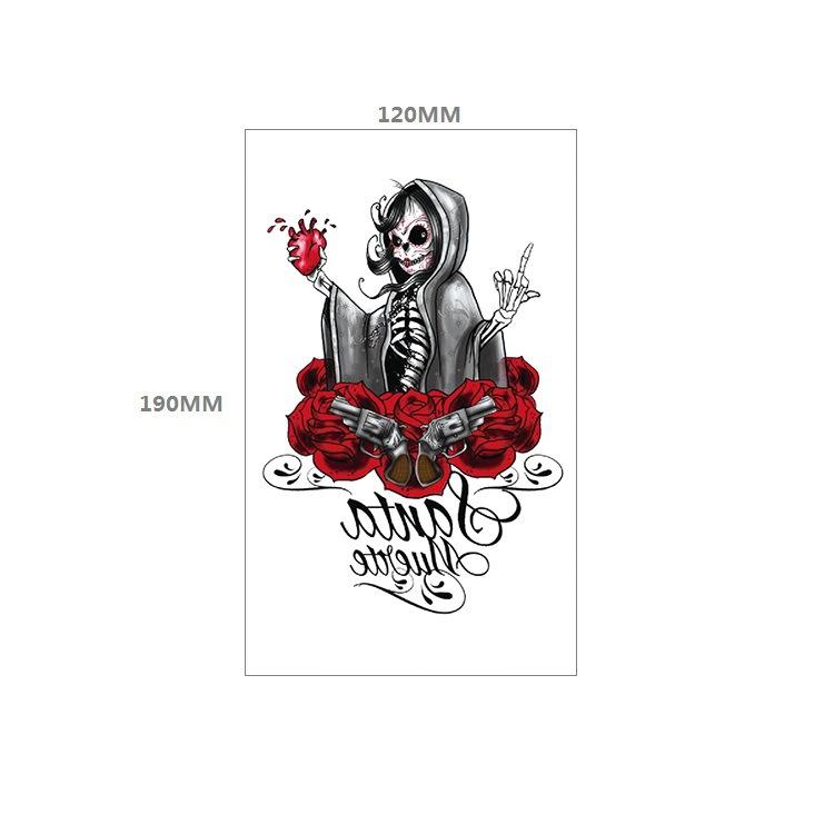 Наклейка с татуировкой черепа, вечное значение, часы, оповещение, красная роза, пистолет, нагрудник, наклейка для переноса воды