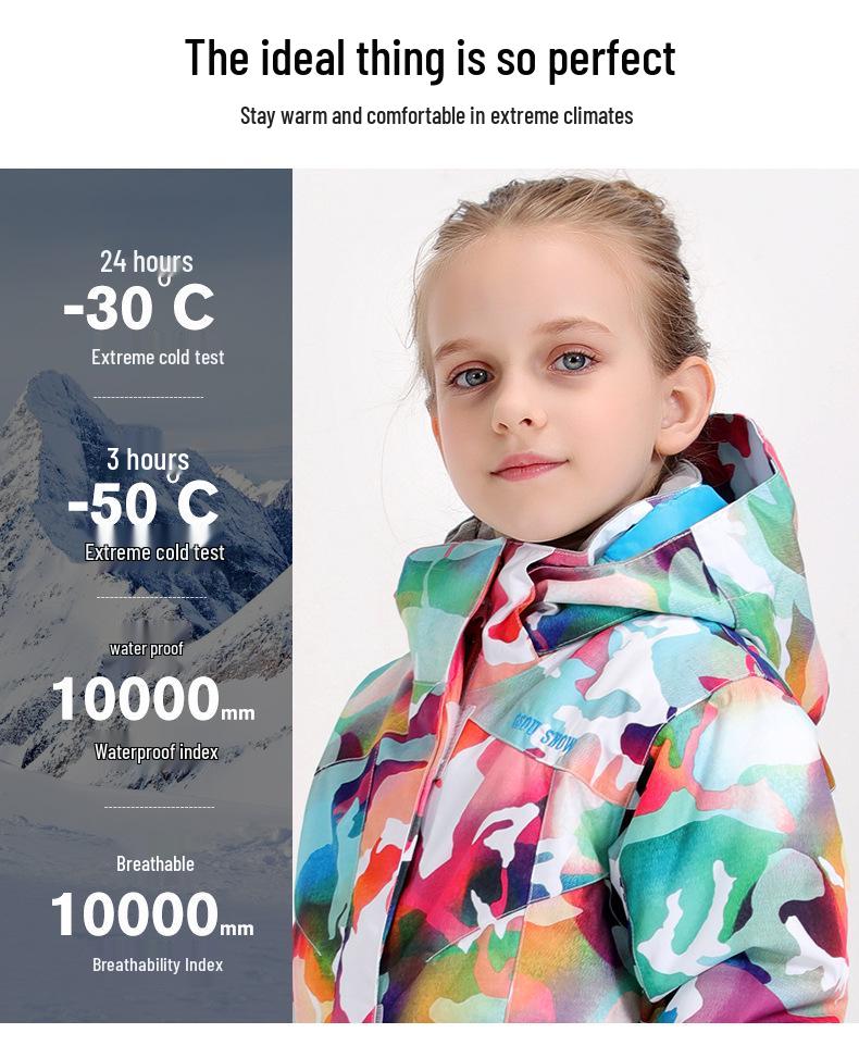 Детская ветрозащитная водонепроницаемая лыжная куртка Gsousnow - Теплый лыжный костюм для мальчиков и девочек для улицы