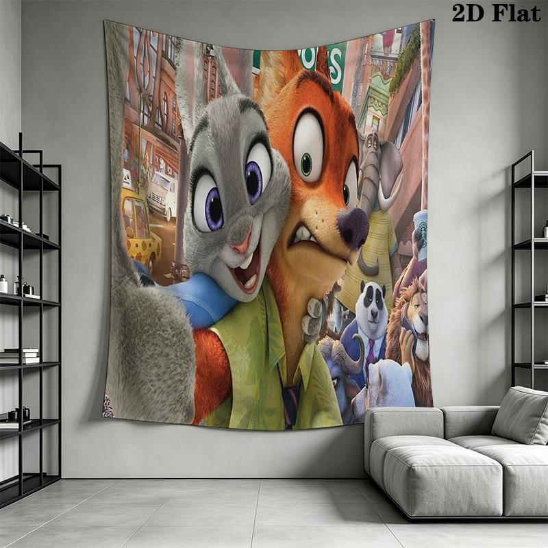 Zootopia Colorful Adventure Tapestry Fashion Print Background Cloth Atmospheric Background Cloth Background Cloth Wall Covering Decoration