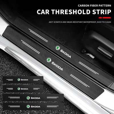 Автоаксессуары 2007- для Skoda Octavia A5 A6 A7 нержавеющая Сталь Наклейки защитные Пороги Царапины Порог Добро пожаловать Педаль
